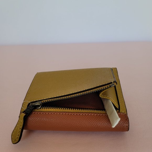 COACH Wyn Colorblocked Crossgrain Leather Small Tri-fold Wallet- Flax Multi🎈$89 - Picture 9 of 16